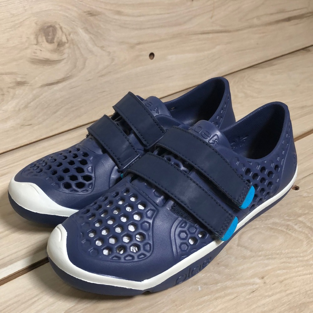 PLAE Blue and White Water Shoes with Velcro Straps
